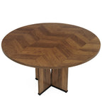 Mesa de comedor redonda con pedestal, color marrón, para 4 personas