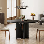 Mesa de comedor redonda con pedestal, color marrón, para 4 personas