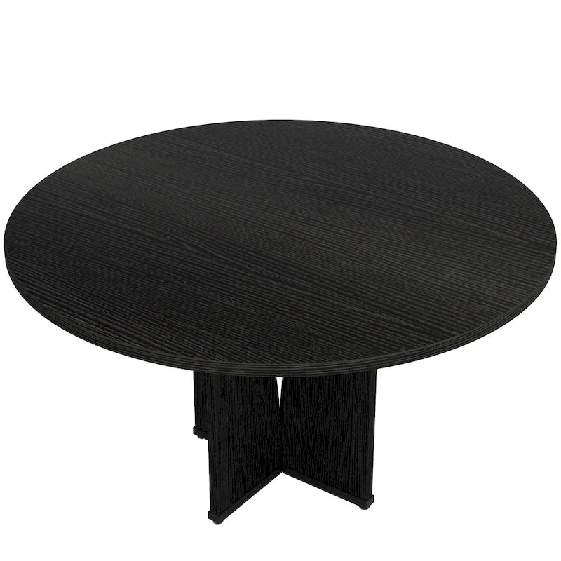 Mesa de comedor redonda con pedestal, color marrón, para 4 personas