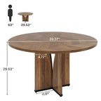 Mesa de comedor redonda con pedestal, color marrón, para 4 personas