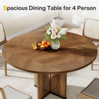 Mesa de comedor redonda con pedestal, color marrón, para 4 personas