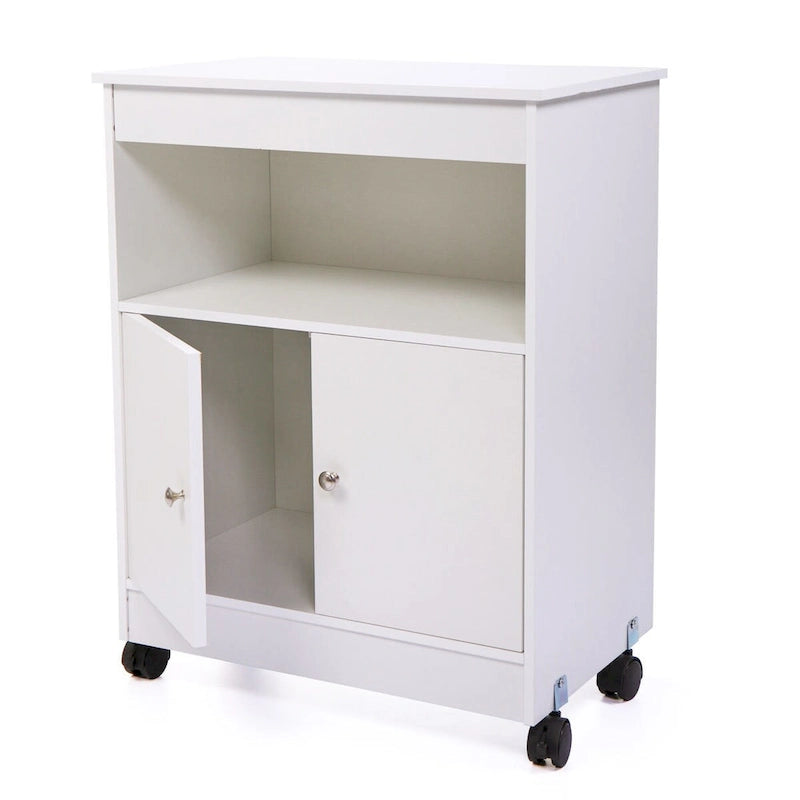 Mueble de almacenamiento para microondas de cocina blanco con ruedas, 1 unidad