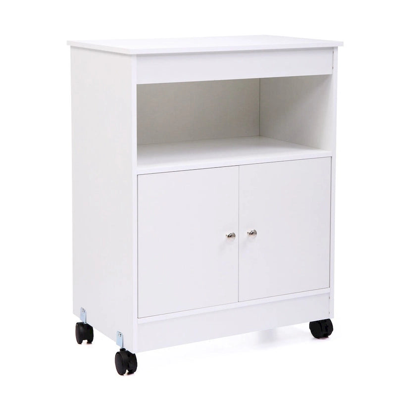 Mueble de almacenamiento para microondas de cocina blanco con ruedas, 1 unidad