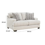 Sofá biplaza de poliéster gris claro con almohadas decorativas