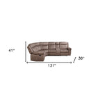 Sofá seccional reversible en forma de L Chocolate Velvet de 6 plazas