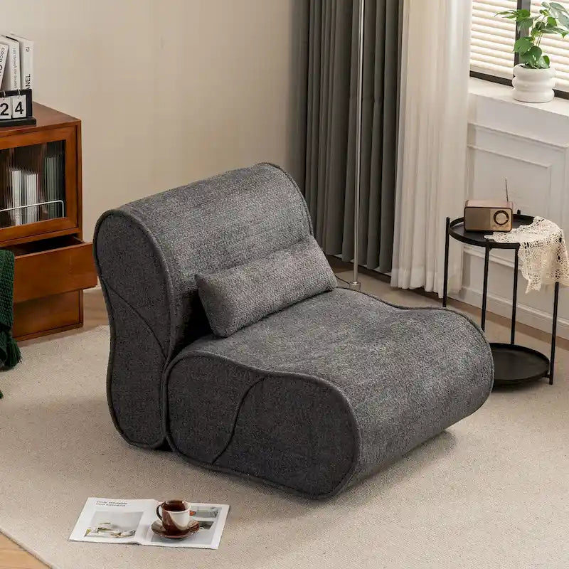 Sillón reclinable de terciopelo gris/negro/beige, asiento individual para salón, dormitorio u oficina