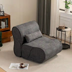 Sillón reclinable de terciopelo gris/negro/beige, asiento individual para salón, dormitorio u oficina