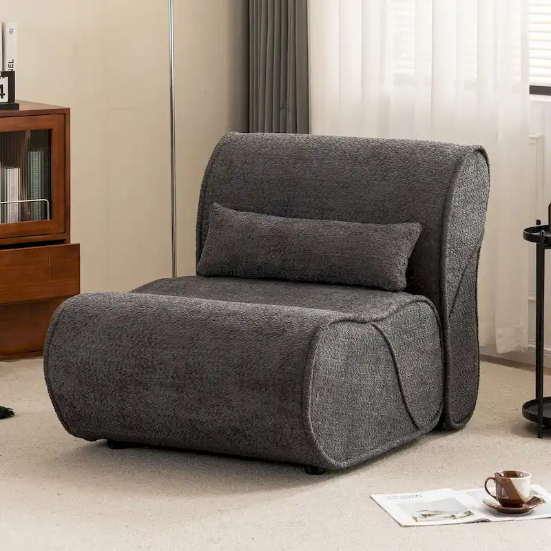 Sillón reclinable de terciopelo gris/negro/beige, asiento individual para salón, dormitorio u oficina