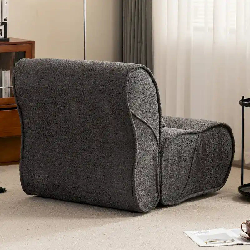 Sillón reclinable de terciopelo gris/negro/beige, asiento individual para salón, dormitorio u oficina