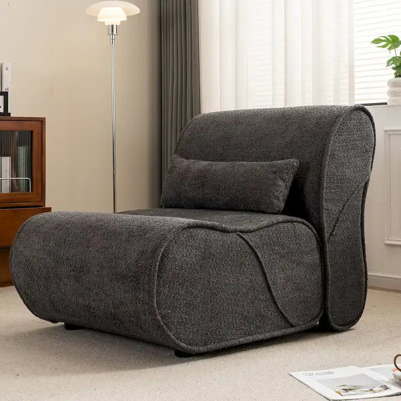 Sillón reclinable de terciopelo gris/negro/beige, asiento individual para salón, dormitorio u oficina