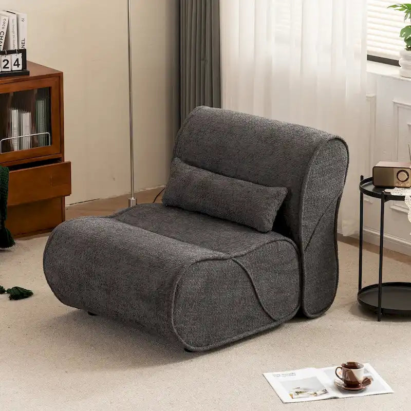 Sillón reclinable de terciopelo gris/negro/beige, asiento individual para salón, dormitorio u oficina