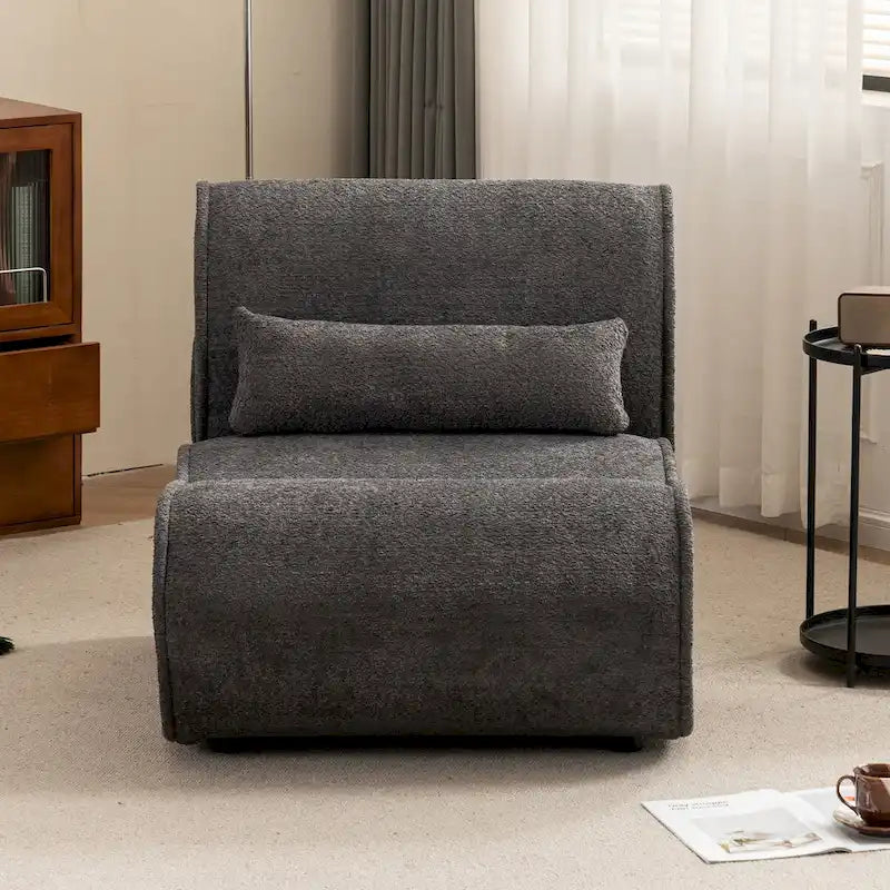 Sillón reclinable de terciopelo gris/negro/beige, asiento individual para salón, dormitorio u oficina