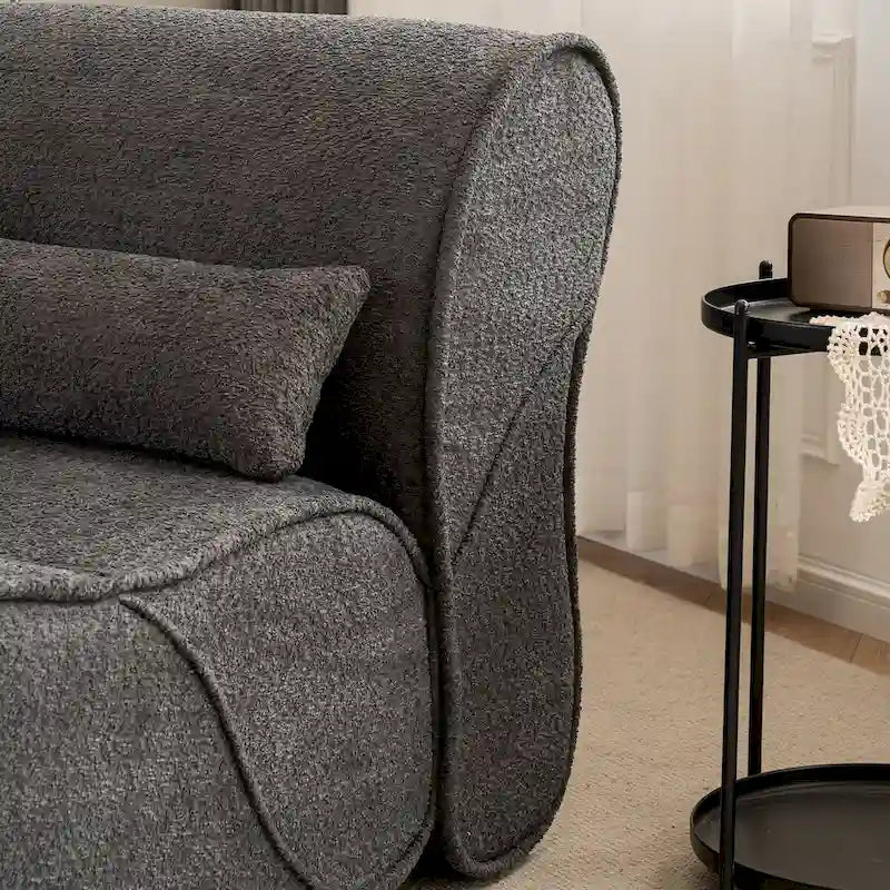 Sillón reclinable de terciopelo gris/negro/beige, asiento individual para salón, dormitorio u oficina