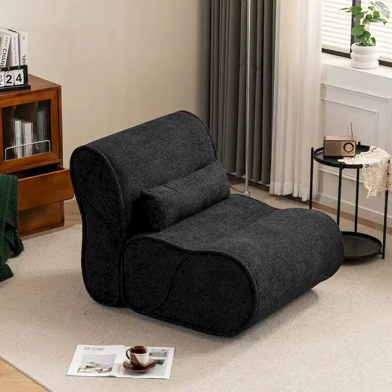 Sillón reclinable de terciopelo gris/negro/beige, asiento individual para salón, dormitorio u oficina