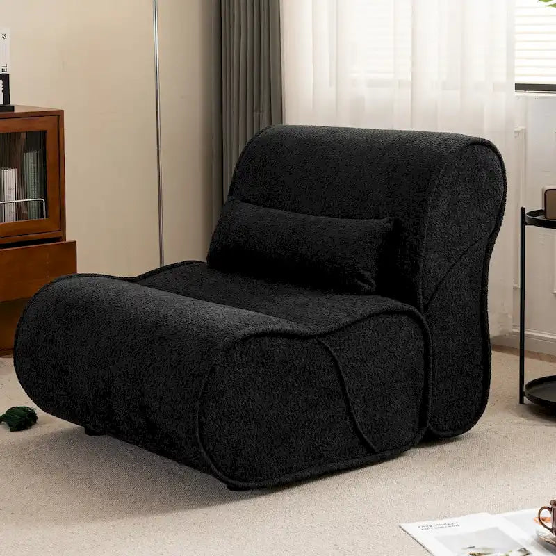 Sillón reclinable de terciopelo gris/negro/beige, asiento individual para salón, dormitorio u oficina