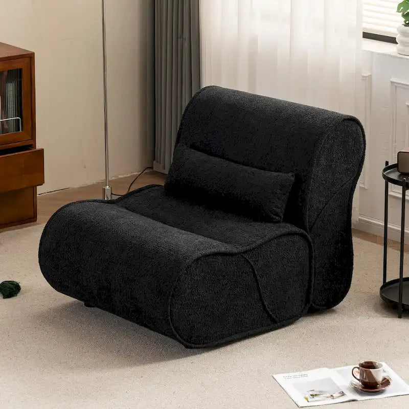 Sillón reclinable de terciopelo gris/negro/beige, asiento individual para salón, dormitorio u oficina
