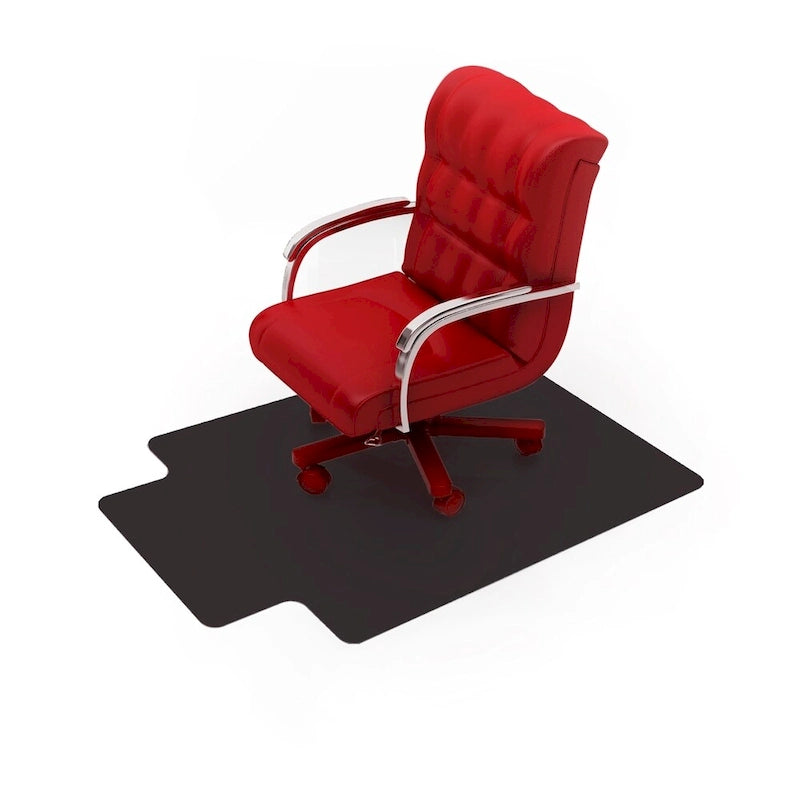 Alfombra de vinilo negra con labio para silla para suelos duros - 45" x 53" - Usuario único