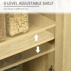 Aparador de madera natural estilo boho con puertas de ratán, 1 unidad