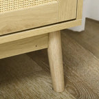 Aparador de madera natural estilo boho con puertas de ratán, 1 unidad