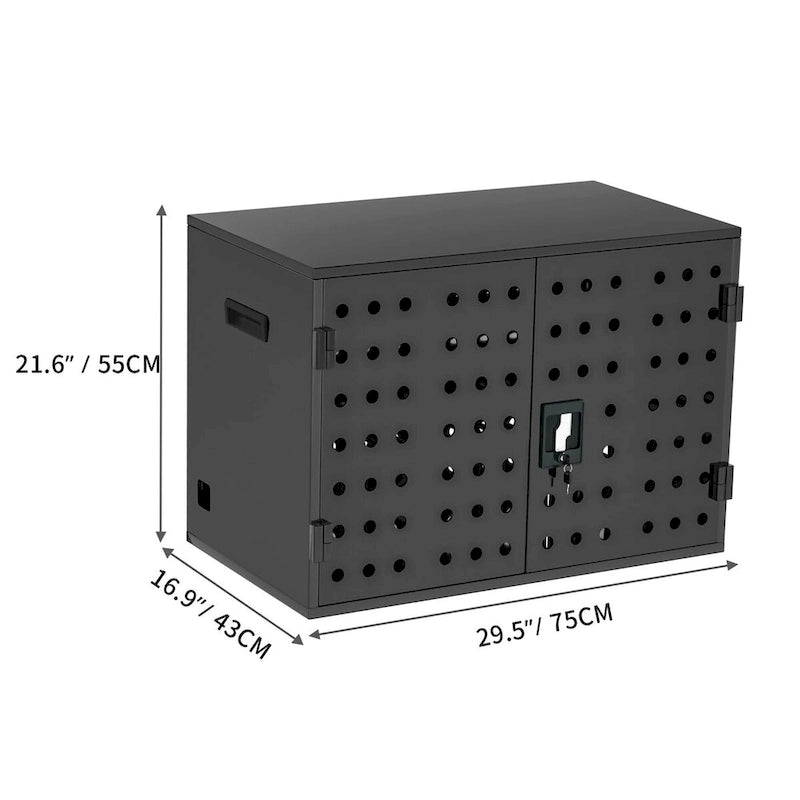 Gabinete de carga de acero negro, tamaño legal, multidispositivo