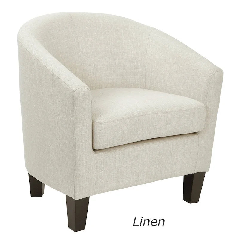Sillón individual de mediados de siglo, Lino/Mezclilla, Patas Espresso oscuro