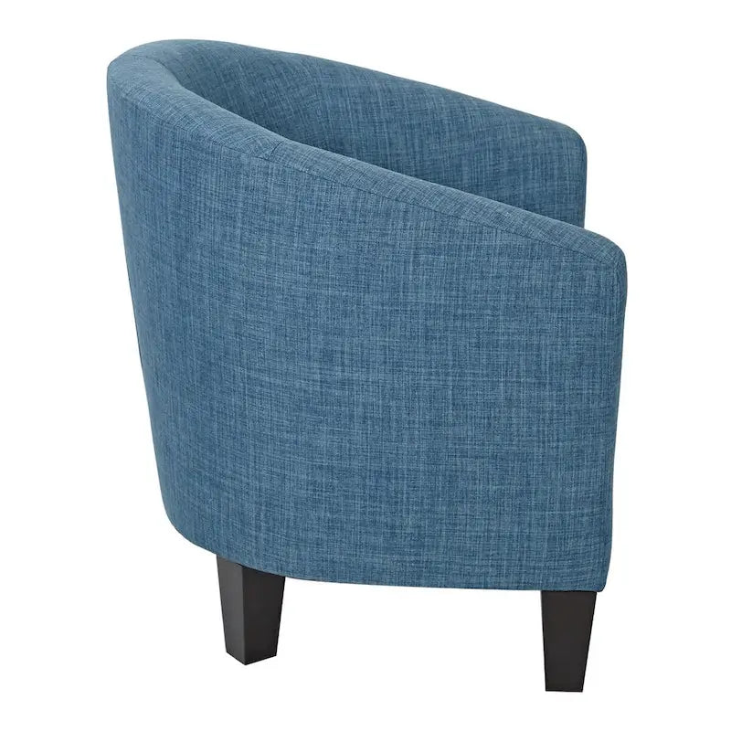 Sillón individual de mediados de siglo, Lino/Mezclilla, Patas Espresso oscuro