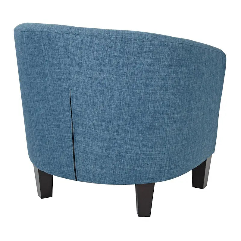 Sillón individual de mediados de siglo, Lino/Mezclilla, Patas Espresso oscuro