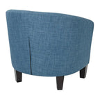 Sillón individual de mediados de siglo, Lino/Mezclilla, Patas Espresso oscuro