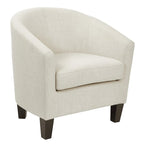 Sillón individual de mediados de siglo, Lino/Mezclilla, Patas Espresso oscuro