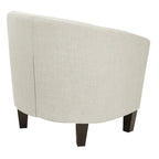 Sillón individual de mediados de siglo, Lino/Mezclilla, Patas Espresso oscuro
