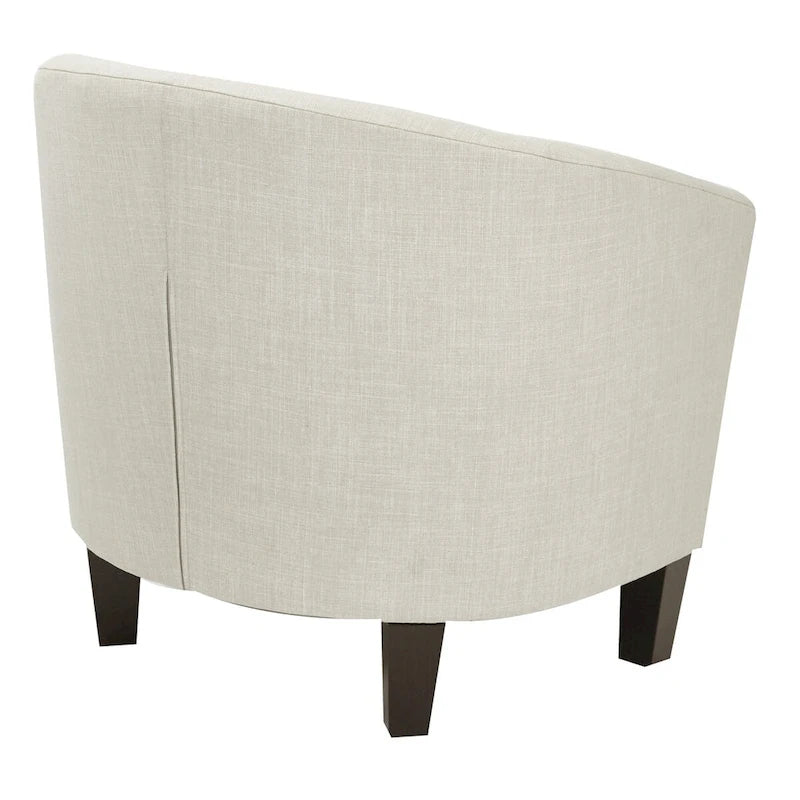Sillón individual de mediados de siglo, Lino/Mezclilla, Patas Espresso oscuro